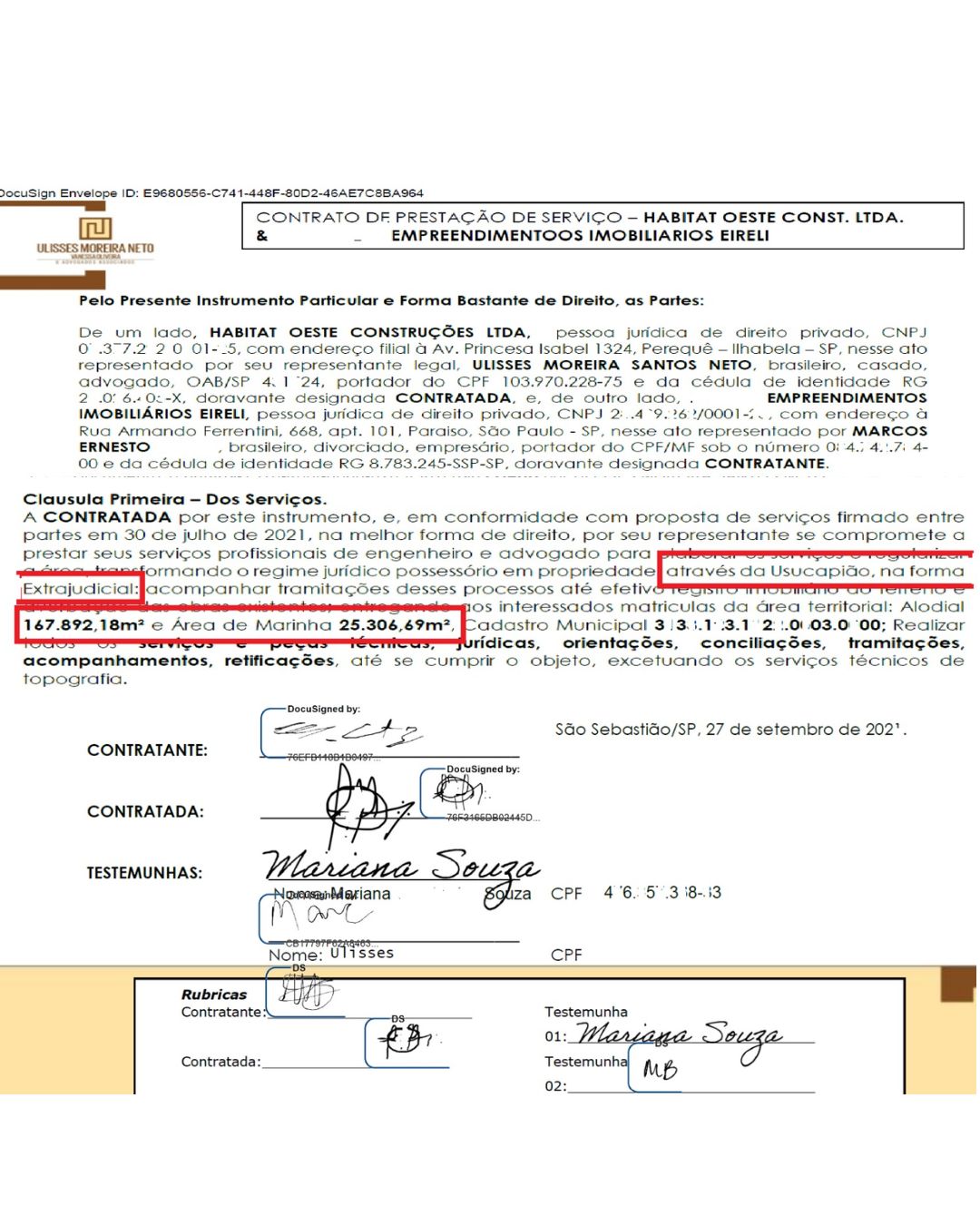 Contrato Usucapião